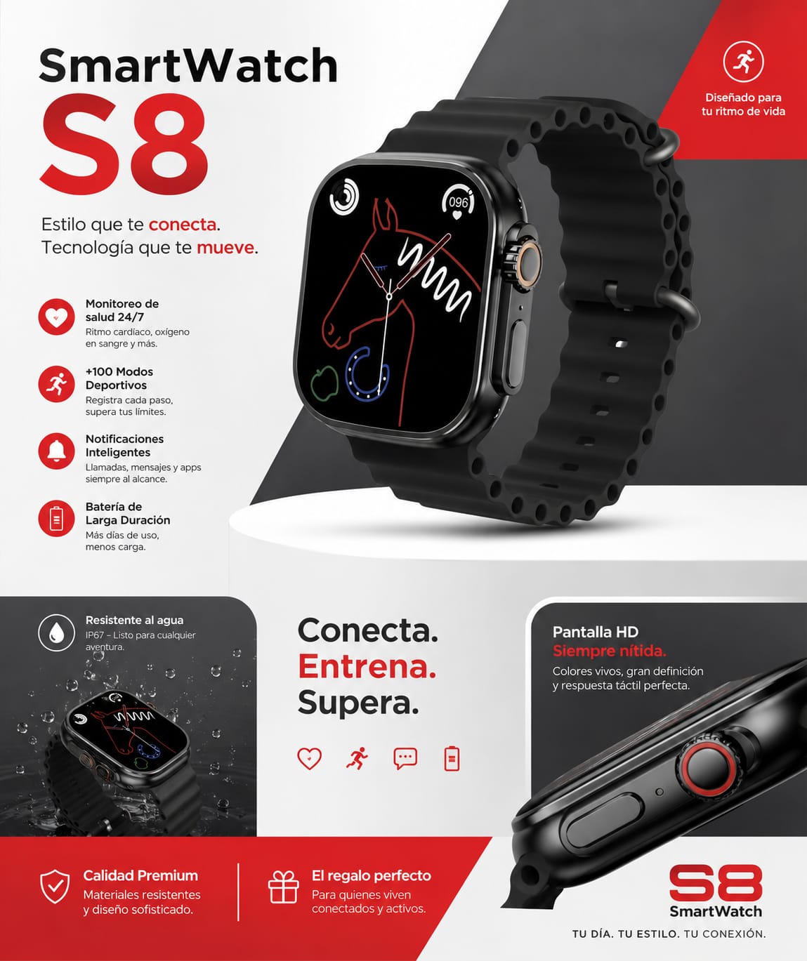 Smartwatch S8 Color Negro