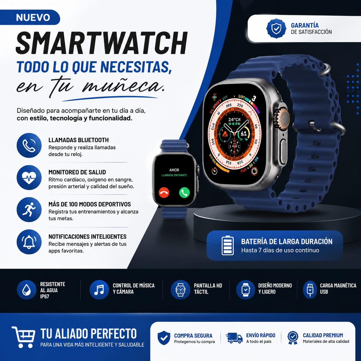 Reloj Smartwatch S8 Color Azul