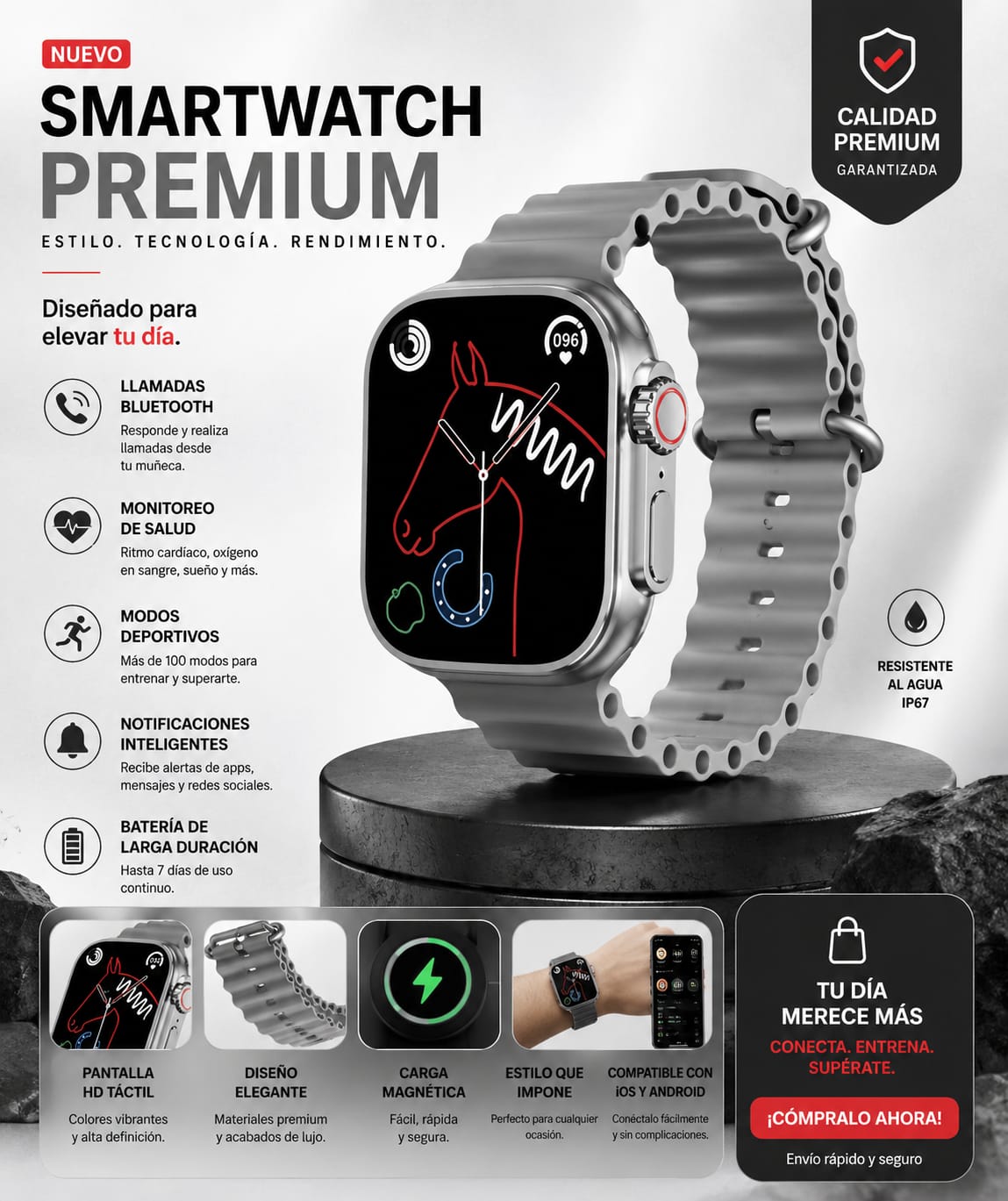 Reloj Smartwatch S8 Color Plomo
