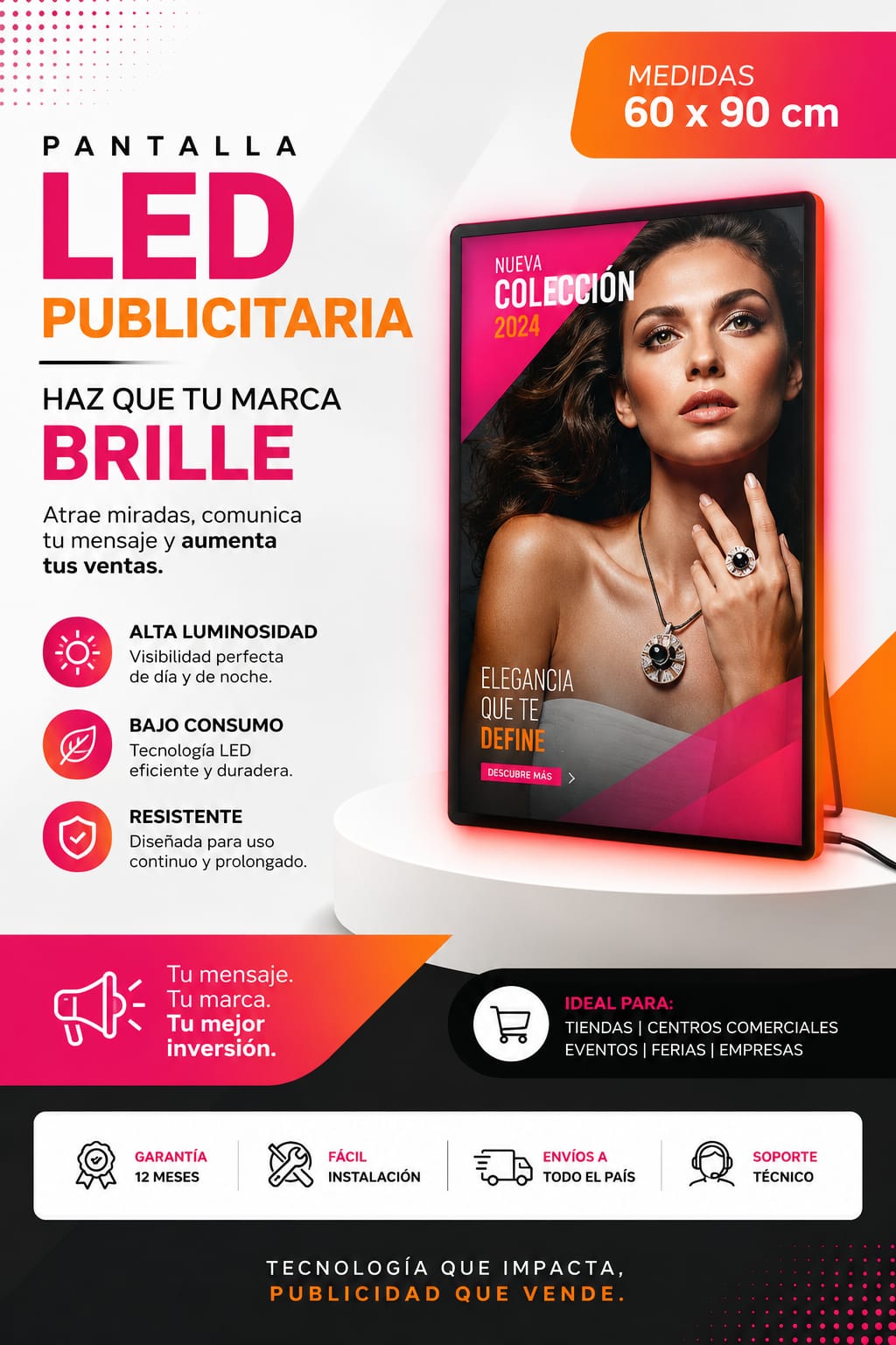 Panel Led Publicitario de 90 cm x60 cm