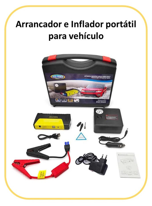 Kit de Emergencia HIGH POWER: Arrancador + compresor + power bank