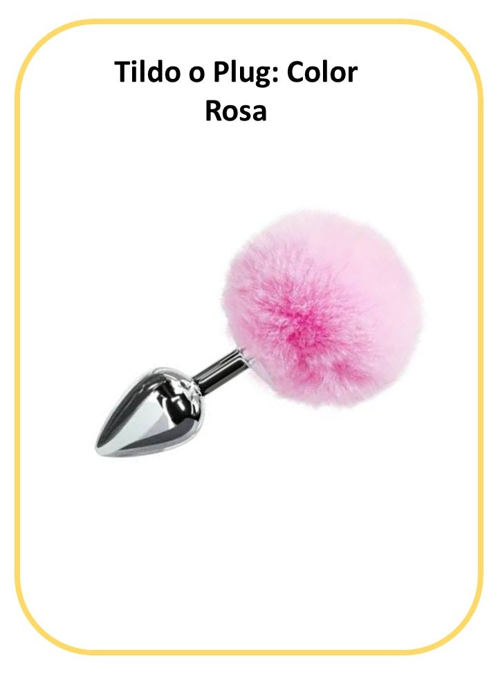 Dildo o Plug con Cola de Conejo Rosa