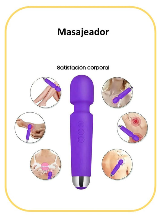 Masajeador Corporal Recargable de Mano – Color Morado